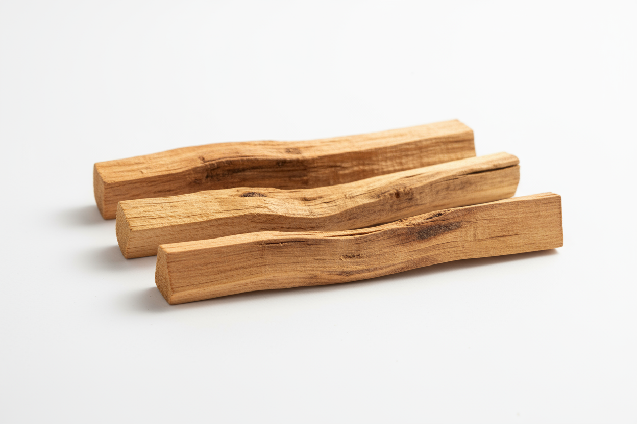 Natural palo santo sticks with varied shapes