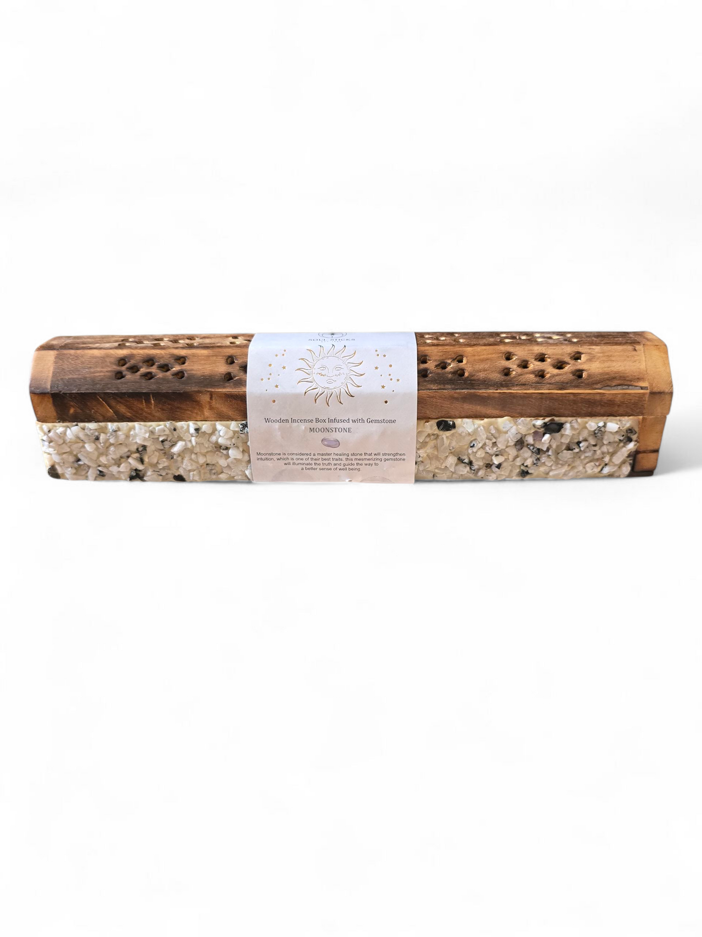 Moonstone Elements Crystal Wooden Coffin Box