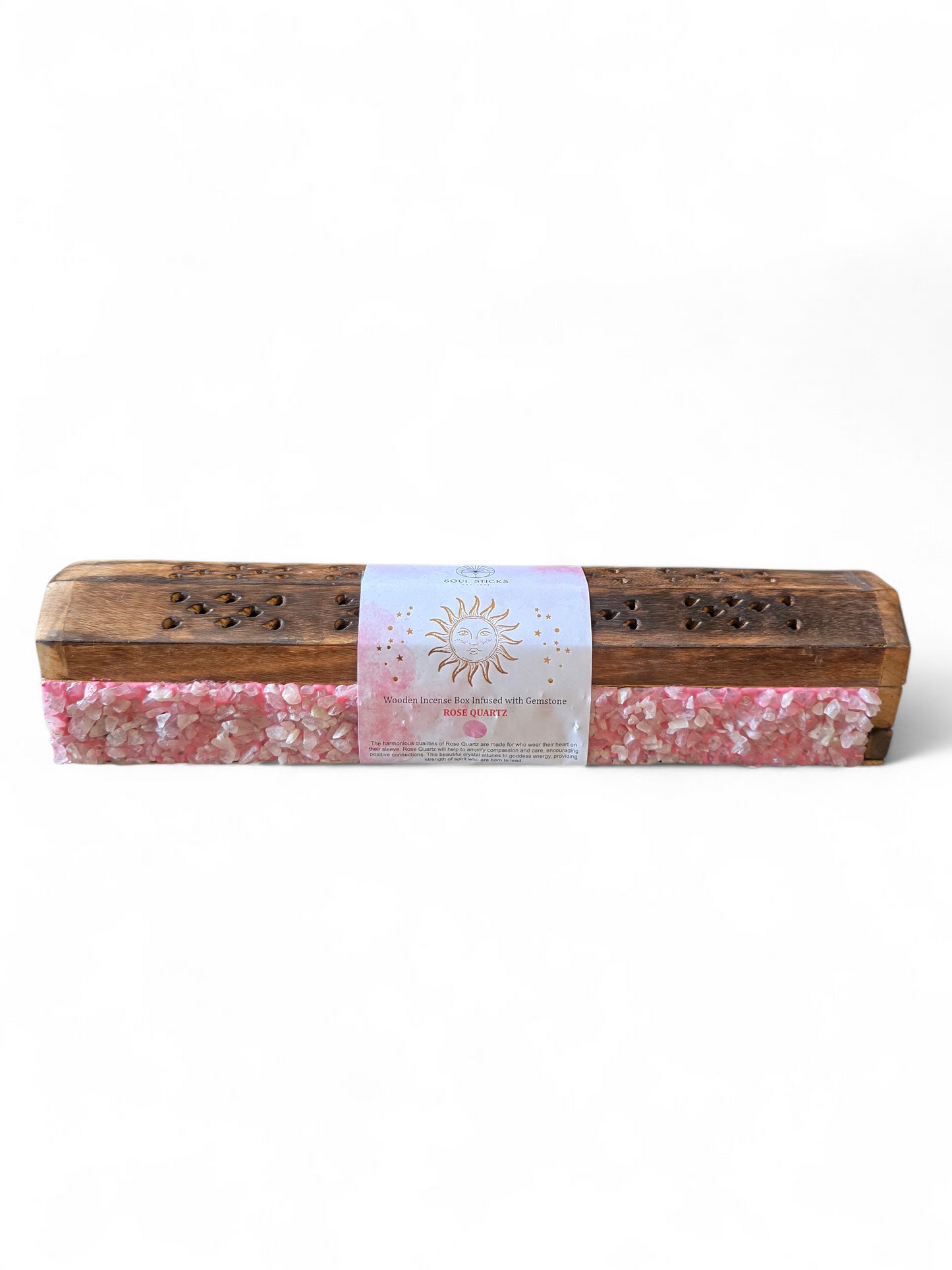 Rose Quartz Elements Crystal Wooden Coffin Box