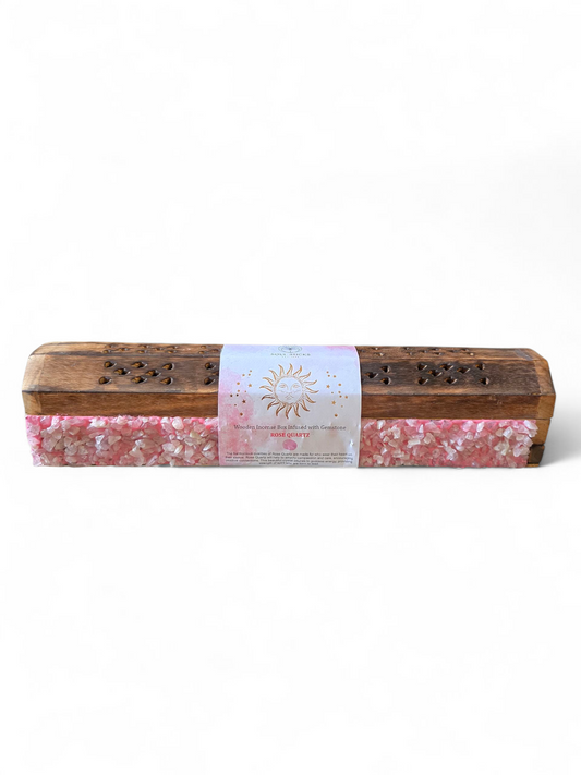 Rose Quartz Elements Crystal Wooden Coffin Box