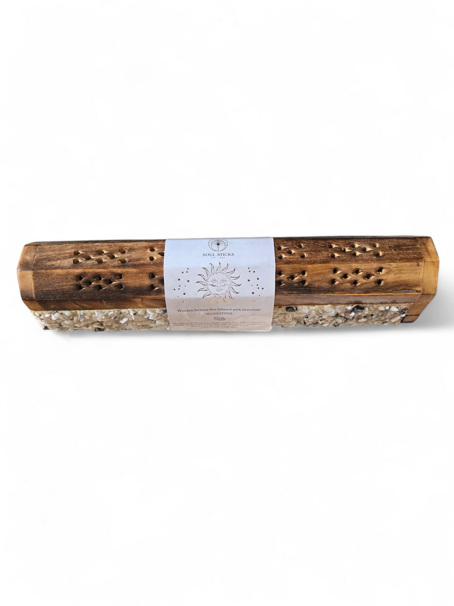 Moonstone Elements Crystal Wooden Coffin Box